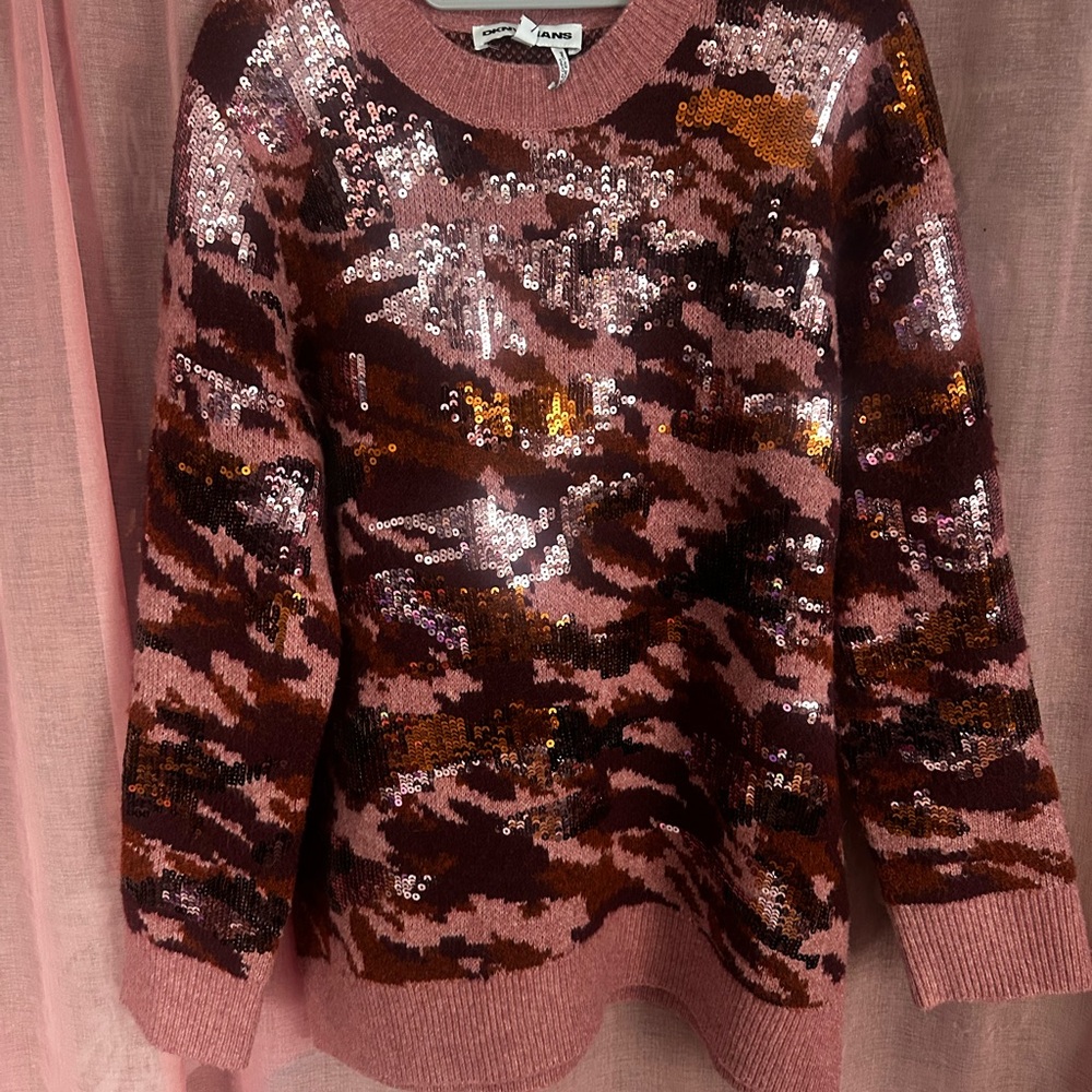 DKNY Sequin Sweater in Pink and Brown